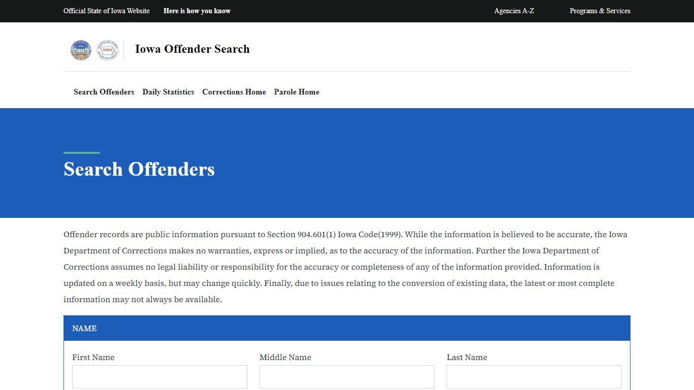 Search Offender - DOC Offender